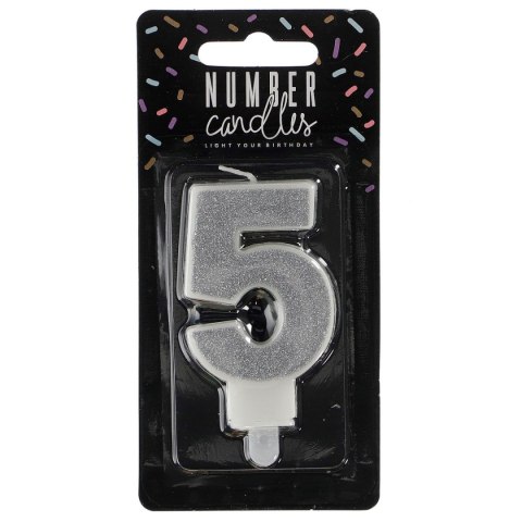 Świeczka urodzinowa Partydeco cyferka 5 srebrny 7 cm 7cm (SCU3-5-0188) Partydeco Świeczka urodzinowa Partydeco cyferka 5 srebrny 7 cm 7cm (SCU3-5-0188) Partydeco