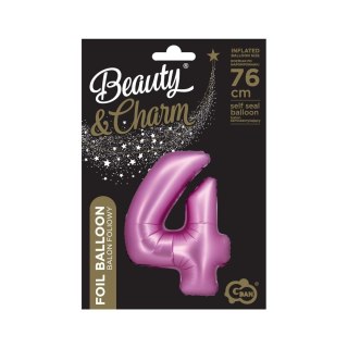 Balon foliowy Godan Beauty&Charm Cyfra 4 satynowy róż 76cm (CH-BSR4) Godan