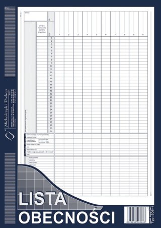 Druk offsetowy Michalczyk i Prokop LO Lista obecność A4, A4 40k. (506-1) Michalczyk i Prokop