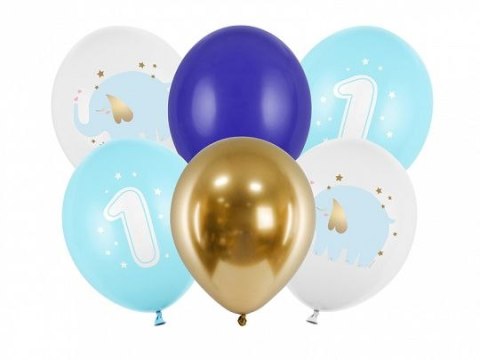 Balon gumowy Partydeco Roczek,Pastel Light Blue niebieska 300mm (SB14P-322-001J-6) Partydeco