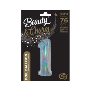 Balon foliowy Godan Beauty&Charm Cyfra 1 holograficzna 76cm (CH-BHS1) Godan