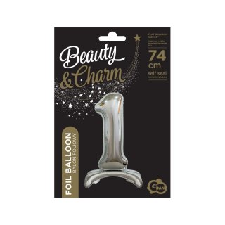 Balon foliowy Godan Beauty&Charm cyfra stojąca srebrna (BC-ASS1) Godan