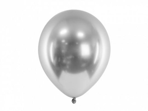 Balon gumowy Partydeco Glossy 10 szt. Srebrny 300mm (CHB1-018-10) Partydeco