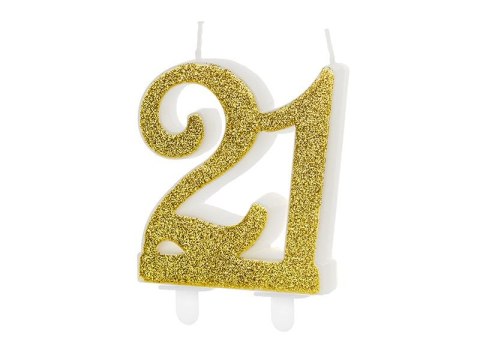 Świeczka urodzinowa Partydeco liczba 21, złoty, 7.5cm (SCU5-21-019) Partydeco Świeczka urodzinowa Partydeco liczba 21, złoty, 7.5cm (SCU5-21-019) Partydeco
