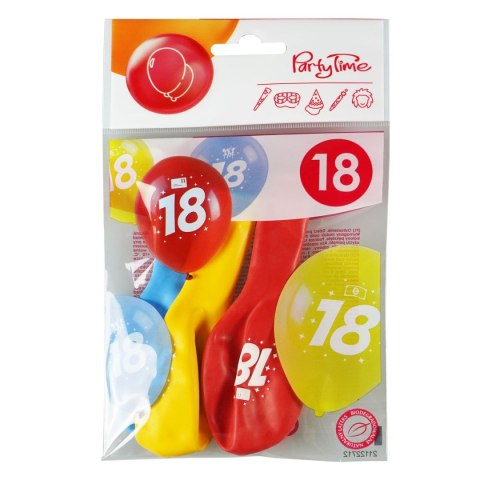 Balon gumowy Arpex z nadrukiem cyferki - 18 (3 szt.) mix 280mm (KB1993-18-9944) Arpex