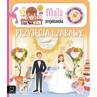 Książeczka edukacyjna Aksjomat Album z naklejkami. Mała projektantka. Przyjęcia i zabawy Aksjomat