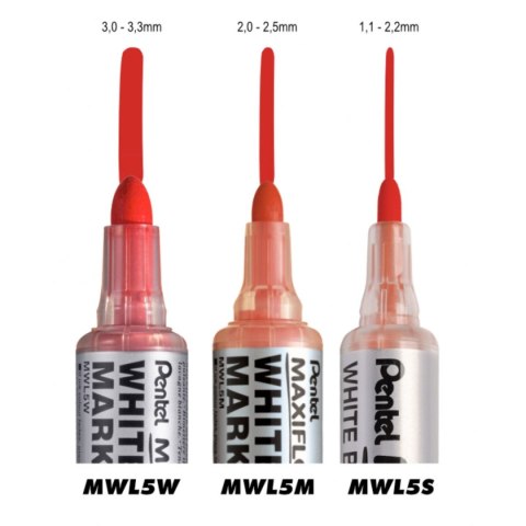 Marker suchościeralny Pentel, czerwone 3-3,3mm okrągła końcówka (MWL5W-BX) Pentel