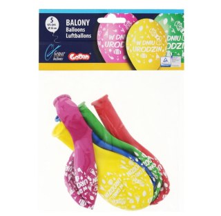 Balon gumowy PREMIUM W DNIU URODZIN 5 szt mix 300mm 12cal (GS110/PG02)