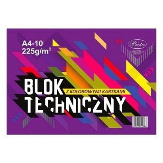 Blok techniczny Protos A4 kolorowy 225g 10k Protos