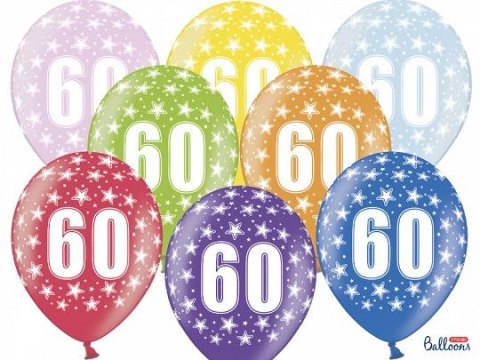 Balon gumowy Partydeco gumowy 60 urodziny, mix kolorów 30 cm/6 sztuk mix (SB14M-060-000-6) Partydeco Balon gumowy Partydeco gumowy 60 urodziny, mix kolorów 30 cm/6 sztuk mix (SB14M-060-000-6) Partydeco