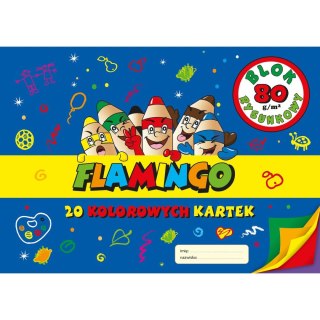 Blok rysunkowy Flamingo kolorowy A4 20 kartek 80g/m? Flamingo