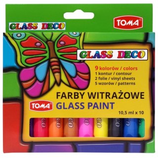 Farba do malowania na szkle Toma kolor: mix 10,5ml 9 kolor. (TO-750 0 2) Toma