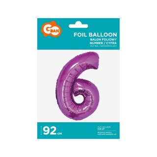 Balon foliowy Godan cyfra 6 różowa 85 cm 45cal (FG-C85r6) Godan