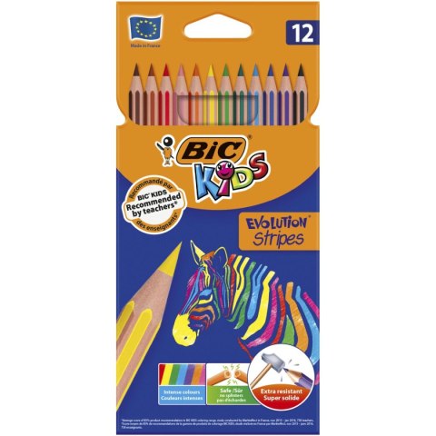 Kredki ołówkowe Bic Evolution Stripes 12 kol. (950522) Bic