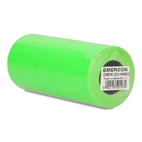 Taśma do metkownic Emerson na roli 600 etykiet, dwurzędowa zielona [mm:] 23x16 (etrcdmhk023x016drz) Emerson