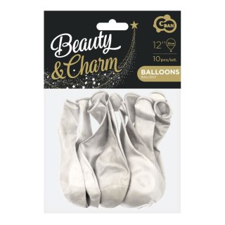 Balon gumowy Godan Beauty&Charm metaliki białe 10szt. biały metalizowany 300mm 12cal (CB-1MBI) Godan