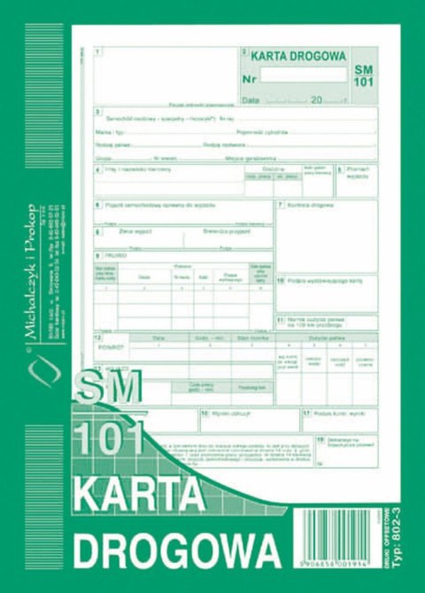 Druk offsetowy Michalczyk i Prokop Karta drogowa ? sam. osob. A5 A5 80k. (802-3) Michalczyk i Prokop