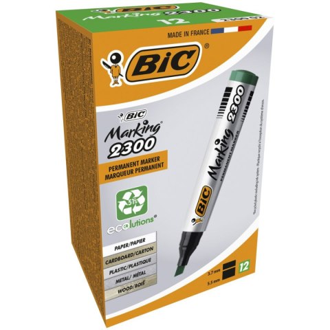 Marker permanentny Bic Marking 2300, zielony 3,7-5,5mm ścięta końcówka (8209233) Bic