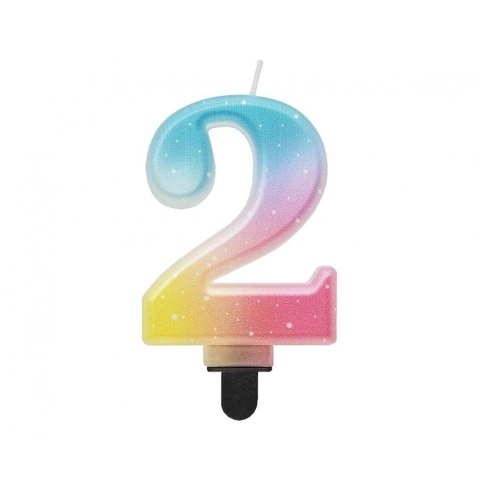 Świeczka urodzinowa Godan cyferka 2, ombre, pastelowa, 8 cm (SF-OPA2) Godan Świeczka urodzinowa Godan cyferka 2, ombre, pastelowa, 8 cm (SF-OPA2) Godan