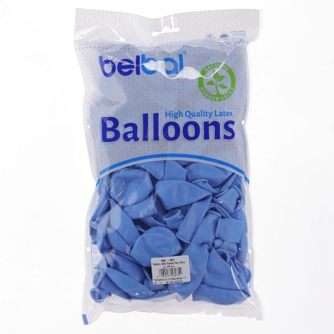 Balon gumowy Partydeco pastelowy 100 szt niebieski jasny 12cal Partydeco