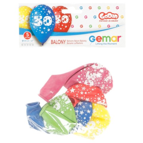 Balon gumowy Godan Z NADRUKIEM 5 szt mix 12cal (GS110/30) Godan