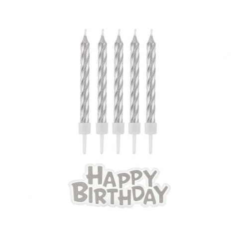 Świeczka urodzinowa Godan Happy Birthday, srebrne, 16 szt (SF-HBSR) Godan Świeczka urodzinowa Godan Happy Birthday, srebrne, 16 szt (SF-HBSR) Godan