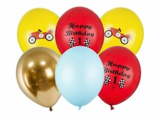 Balon gumowy Partydeco Happy Birthday, mix mix 300mm (SB14P-300-000-6) Partydeco