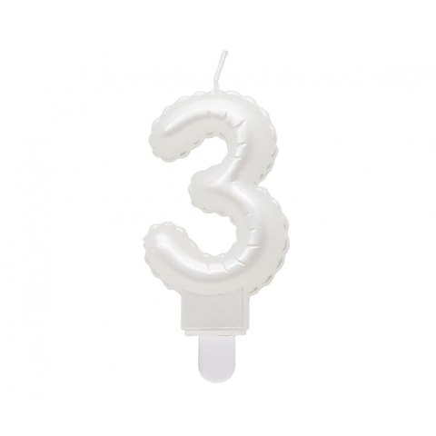 Świeczka urodzinowa Godan cyferka 3, perłowa biała, 7 cm (SF-PBI3) Godan Świeczka urodzinowa Godan cyferka 3, perłowa biała, 7 cm (SF-PBI3) Godan