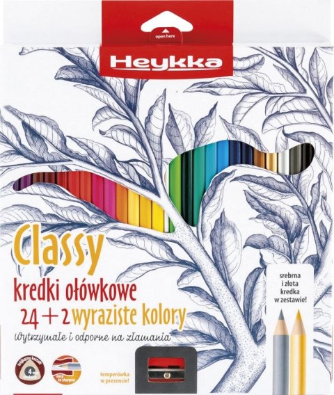 Kredki ołówkowe Heykka Kredki ołówkowe Classy,trókątne z temperówką 24+2 szt/opk (609008) Heykka