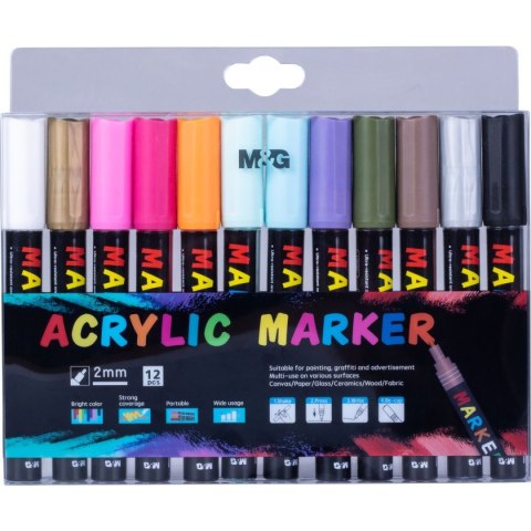 Markery akrylowe MG zestaw 12 sztuk M&G Markery akrylowe MG zestaw 12 sztuk M&G