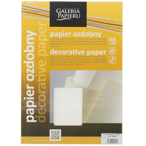 Papier ozdobny (wizytówkowy) Galeria Papieru laid biały A4 biały 120g (206001) Galeria Papieru