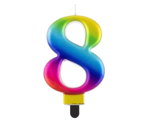Świeczka urodzinowa Godan cyferka 8, tęczowa 8 cm (PF-SCG8) Godan Świeczka urodzinowa Godan cyferka 8, tęczowa 8 cm (PF-SCG8) Godan
