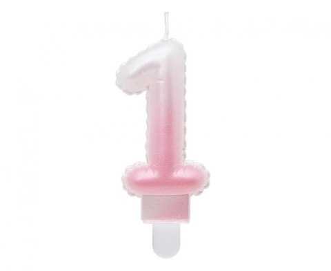 Świeczka urodzinowa Godan cyferka 1, ombre, perłowa biało-różowa, 7 cm (SF-PBR1) Godan Świeczka urodzinowa Godan cyferka 1, ombre, perłowa biało-różowa, 7 cm (SF-PBR1) Godan