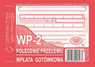 Druk samokopiujący Michalczyk i Prokop Polecenie przelewu/wpłata gotówkowa 2-odc. A6 80k. (449-5M) Michalczyk i Prokop