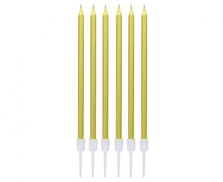 Świeczka urodzinowa Godan metaliczne złote, 13.5x0.4 cm, 6 szt. (BH-SMZL) Godan