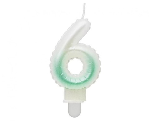 Świeczka urodzinowa Godan cyferka 6, ombre, perłowa biało-zielona, 7 cm (SF-PBZ6) Godan Świeczka urodzinowa Godan cyferka 6, ombre, perłowa biało-zielona, 7 cm (SF-PBZ6) Godan