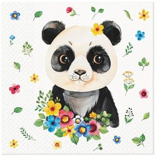 Serwetki Paw Lunch Floral Panda mix nadruk bibuła [mm:] 330x330 (SDL136900) Paw