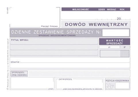 Druk offsetowy Michalczyk i Prokop DZIENNE ZEST SPRZED NIEUD. K15 A6 50k. (K-15) Michalczyk i Prokop