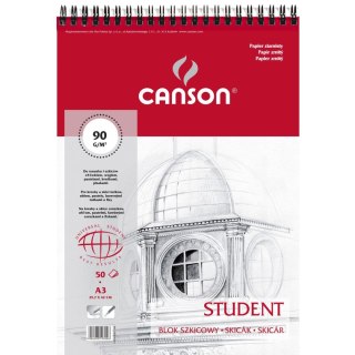 Blok artystyczny Canson Student na spirali A3 90g 50k (100550261) Canson