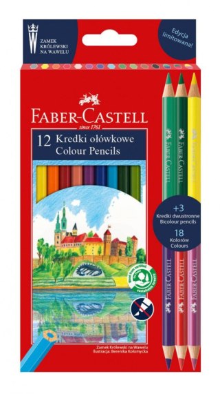 Kredki ołówkowe Faber Castell dwustronne Wawel 12+3 kol. (201480 FC) Faber Castell