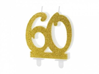 Świeczka urodzinowa Partydeco liczba 60, złoty 7.5cm (SCU5-60-019) Partydeco