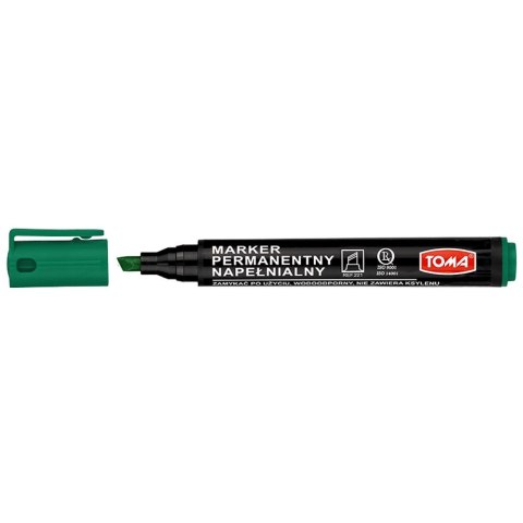 Marker permanentny Toma zielony 1,0-5,0mm ścięta końcówka Toma Marker permanentny Toma zielony 1,0-5,0mm ścięta końcówka Toma