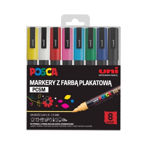 Marker specjalistyczny Posca 8 sztuk 5906340928347, (różne) 1,8-2,5mm okrągła/ścięta końcówka (194513) Posca