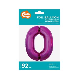 Balon foliowy Godan cyfra 0 różowa 85 cm 45cal (FG-C85r0) Godan