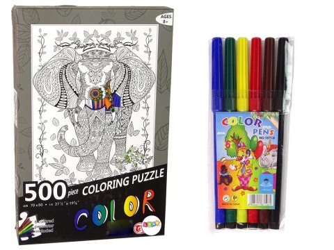 Puzzle Lean Do Kolorowania 500 Elementów Słoń 500 el. (14154) Lean Puzzle Lean Do Kolorowania 500 Elementów Słoń 500 el. (14154) Lean