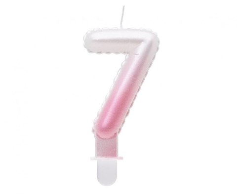 Świeczka urodzinowa Godan cyferka 7, ombre, perłowa biało-różowa, 7 cm (SF-PBR7) Godan Świeczka urodzinowa Godan cyferka 7, ombre, perłowa biało-różowa, 7 cm (SF-PBR7) Godan