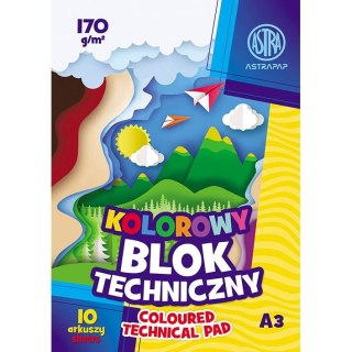 Blok techniczny Astrapap kolorowy A3 kolorowa 170g 10k (106021010) Astrapap