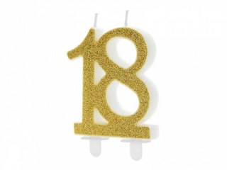 Świeczka urodzinowa Partydeco liczba 18, złoty, 7.5cm (SCU5-18-019) Partydeco