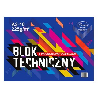 Blok techniczny Protos A3 kolorowy 225g 10k Protos