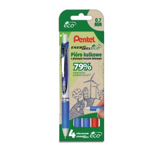 Pióro kulkowe Pentel ENERGEL KPL.4szt czarny i niebieski (BL77E-ST4BCCCPL) Pentel